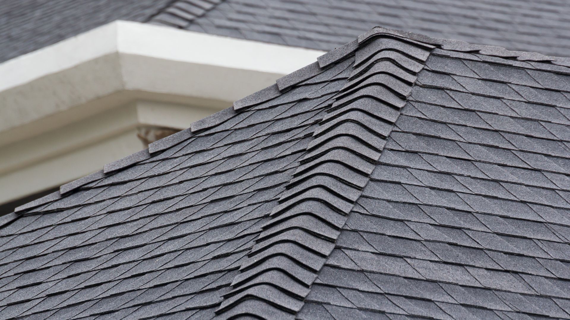 A close up of a roof of a house